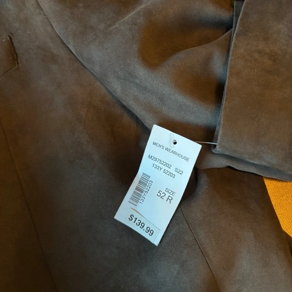 Nautica Blazer Branford 52R Faux Suede Brown Nautical Map Dark Academia Mens